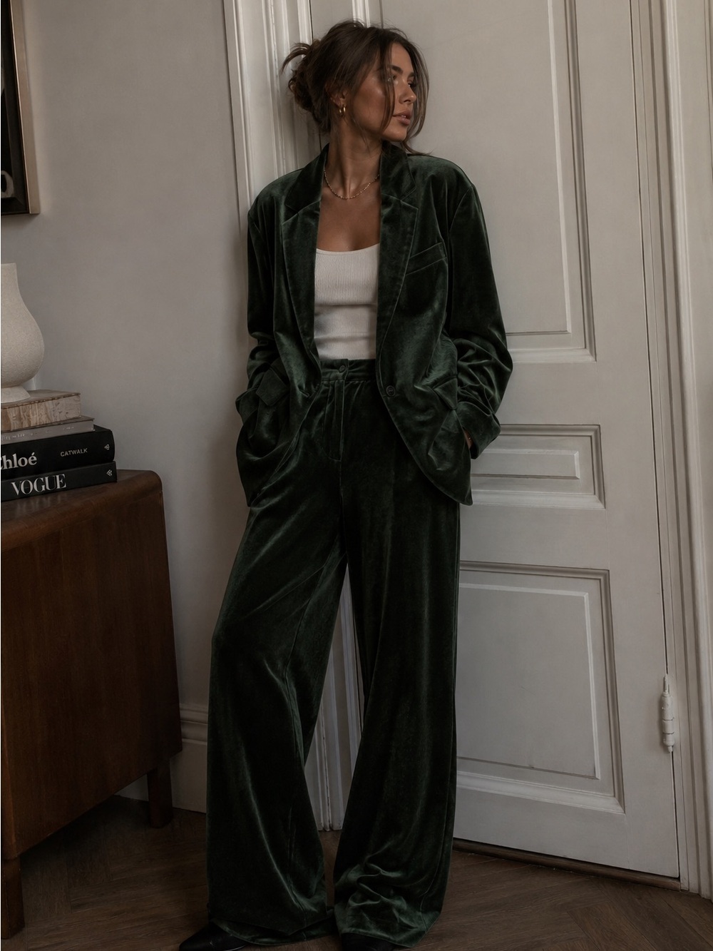 Gibson Latimer Forest Green Velvet Blazer & Pants Suit Set
